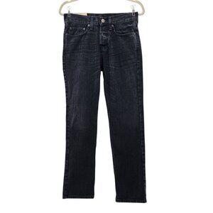 NEW Hollister Mens 28X30 Jeans Slim Straight Distressed Black Button Fly Denim